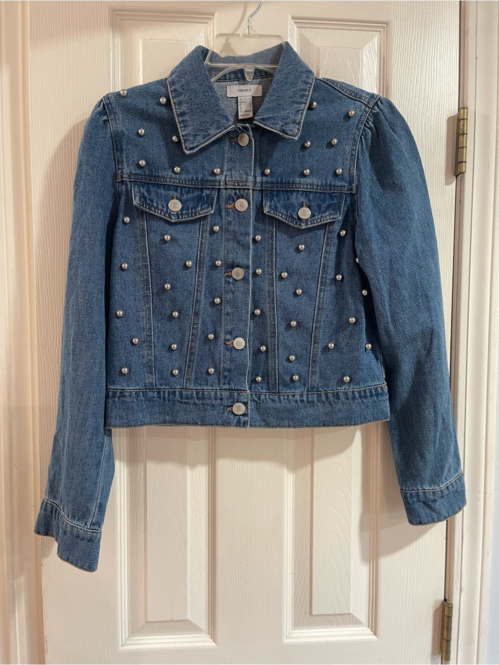 Forever 21 Blue Denim Jacket with Silver Studs
